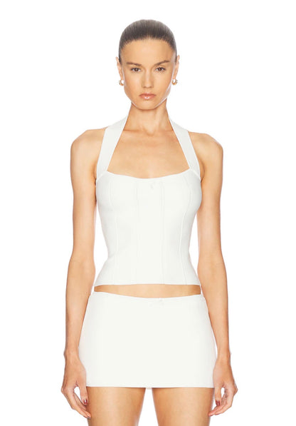 MP The Knit Halter Top | Mini Skort (Skirt w shorts) | Viscose-blend Set