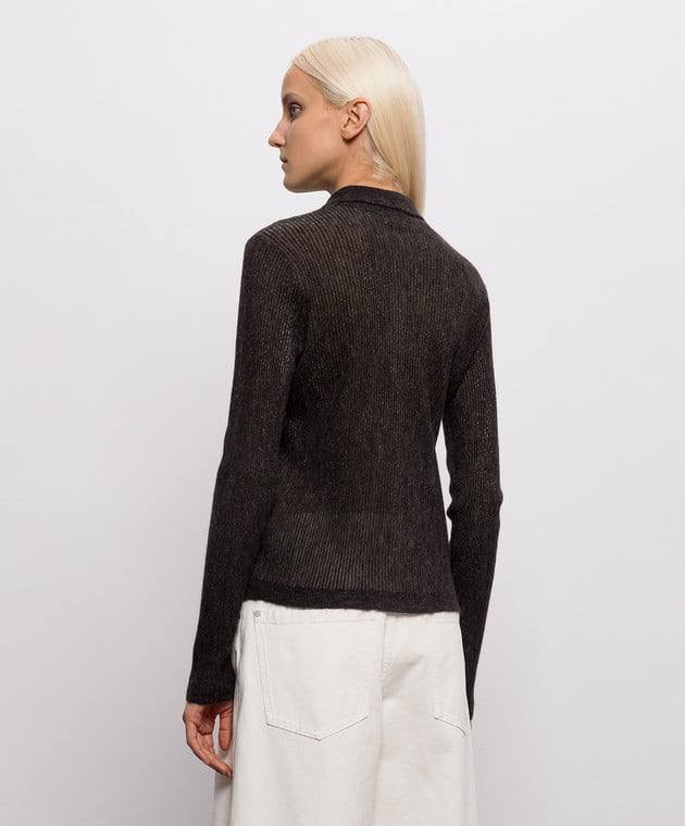 BC Sparkling Brown Ribbed Silk-Alpaca-Wool blend Cardigan