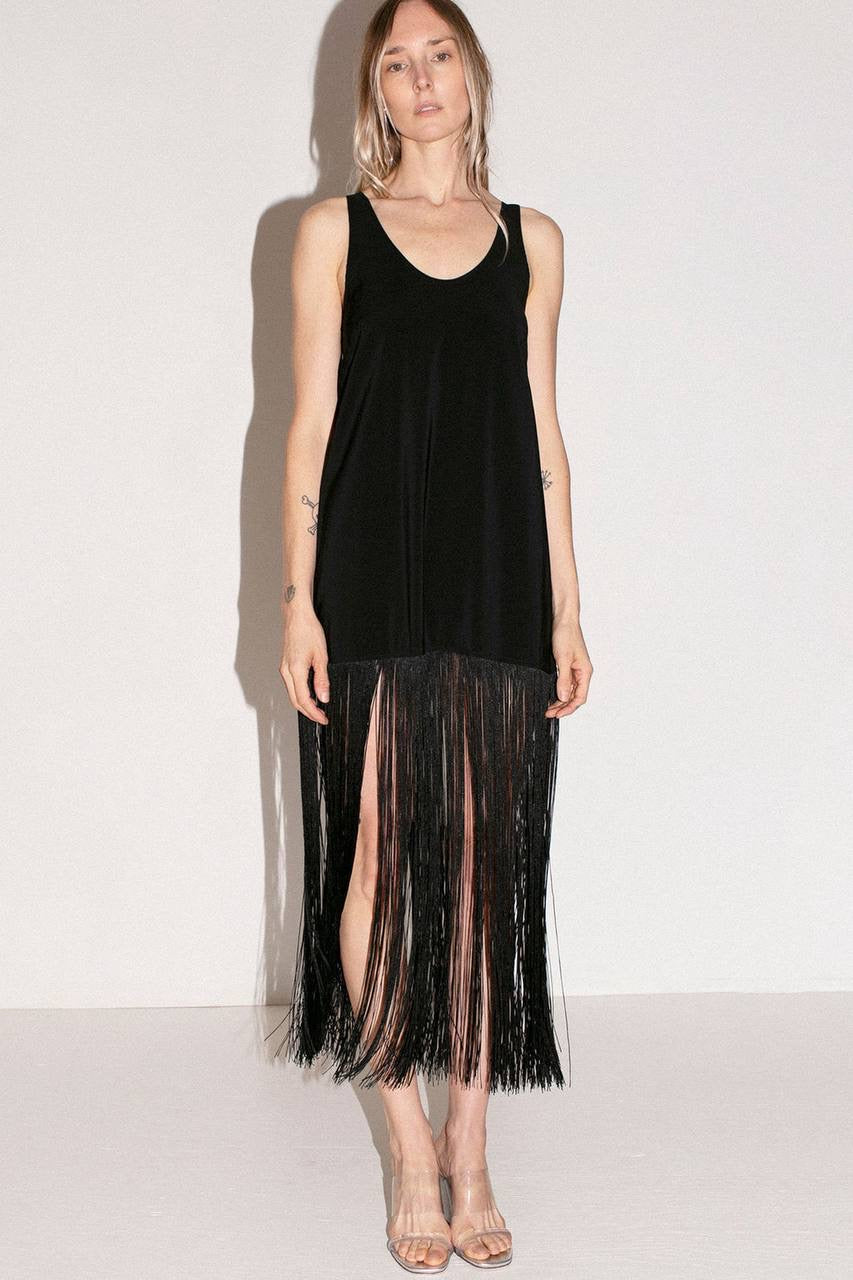 ML Tassel Lyocell-blend Fringe Slip Midi Dress
