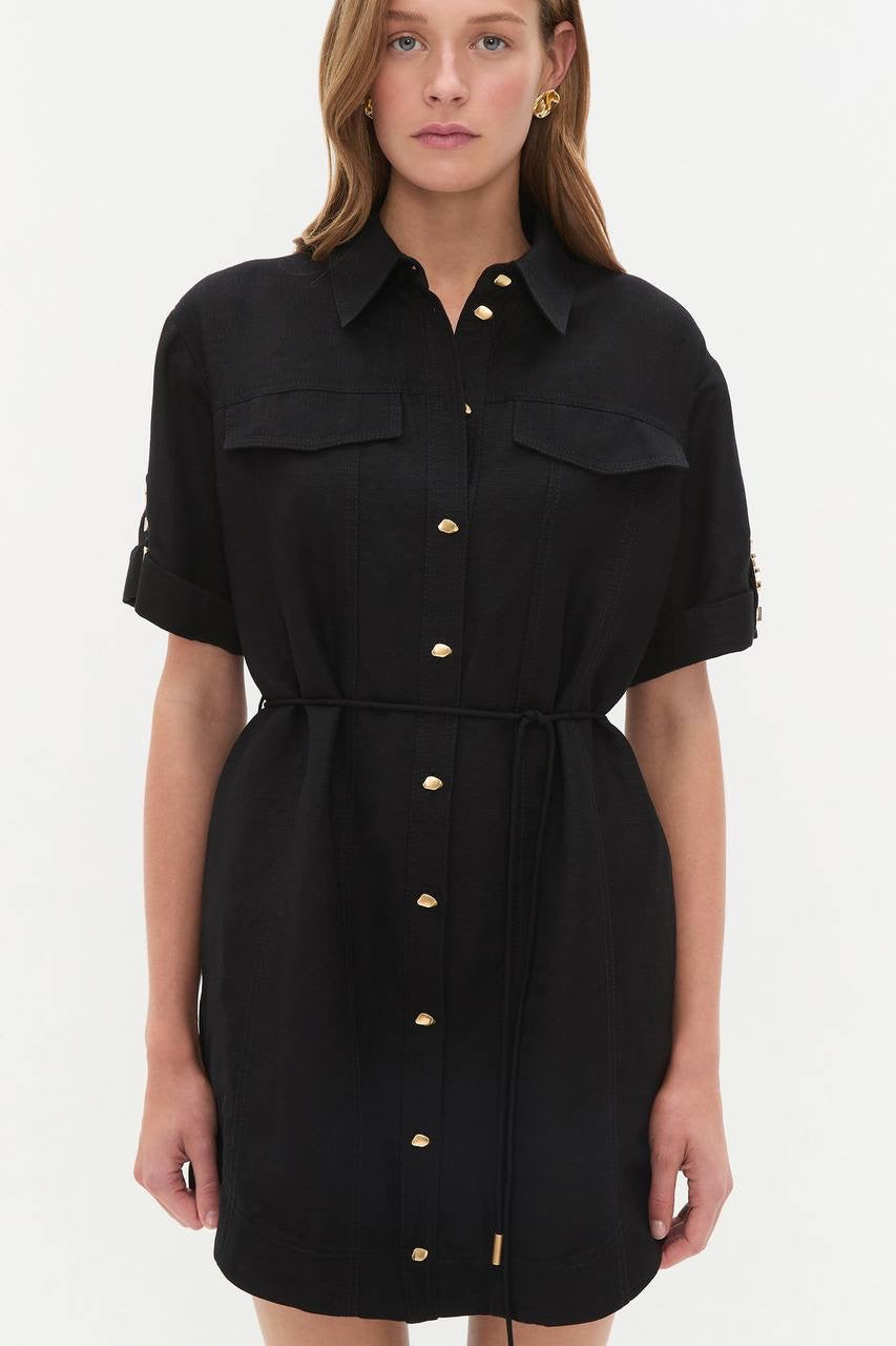 AJ Celie Linen-blend Shirtdress Mini Dress