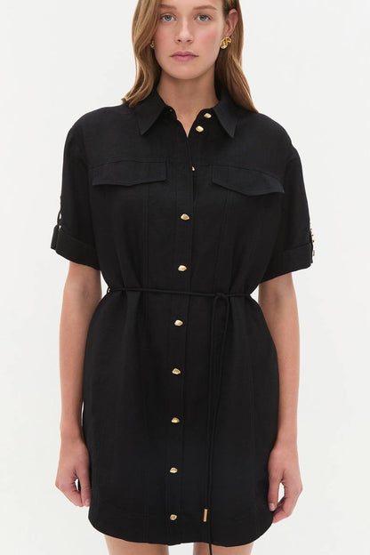 AJ Celie Linen-blend Shirtdress Mini Dress