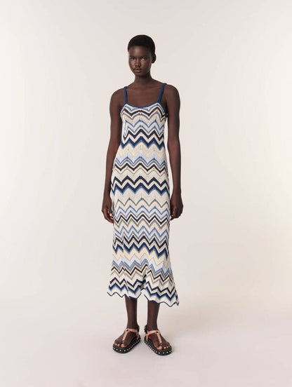 MJ Metallic Crochet-Knit Mizag Sleeveless Top | Rizag Strappy Midi Dress