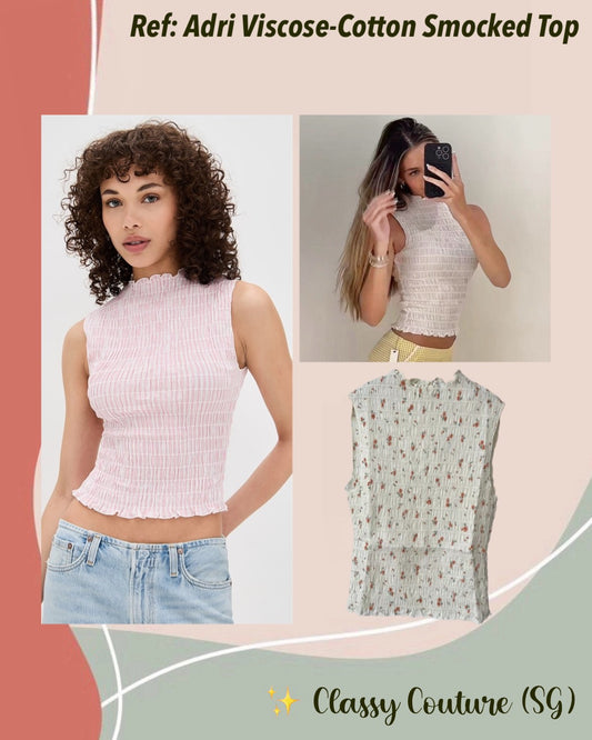 Ref Adri Viscose-Cotton Smocked Top