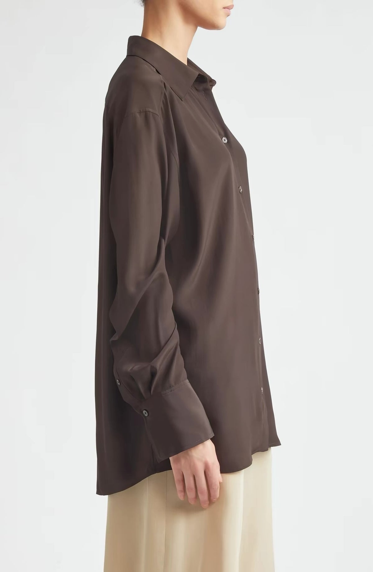 3 Colors! Tot Silk Crepe de chine Shirt