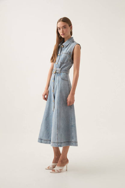 AJ Ray Denim Mini | Midi Dress
