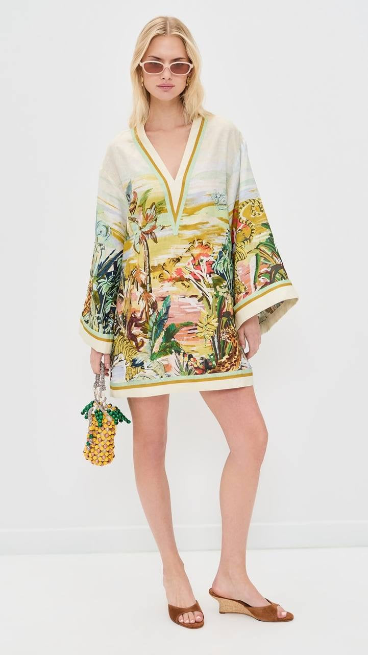 ALM Tropical Linen Shift Mini Dress