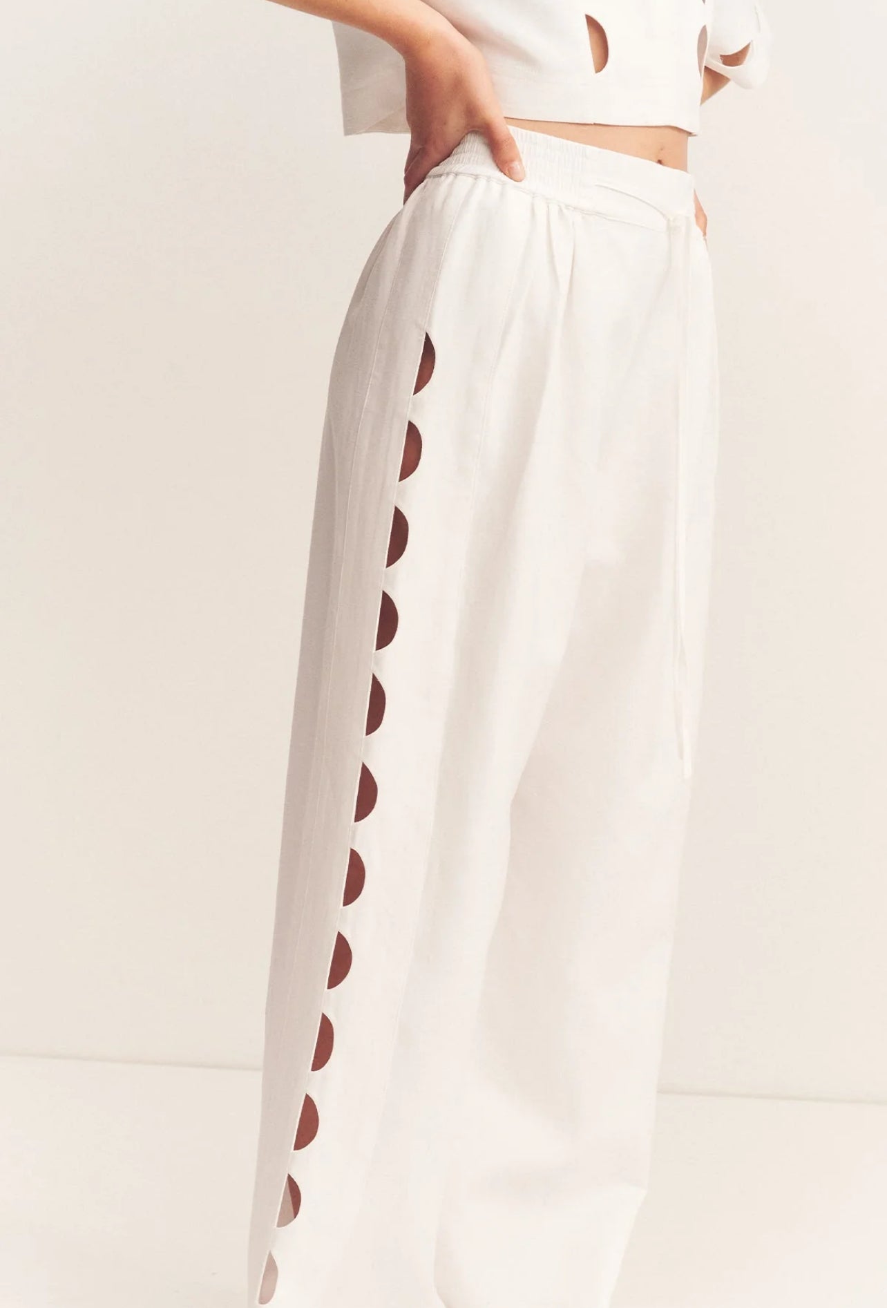 SJ Birdie Scallop Linen Cami Top | Scallop Pants | Set