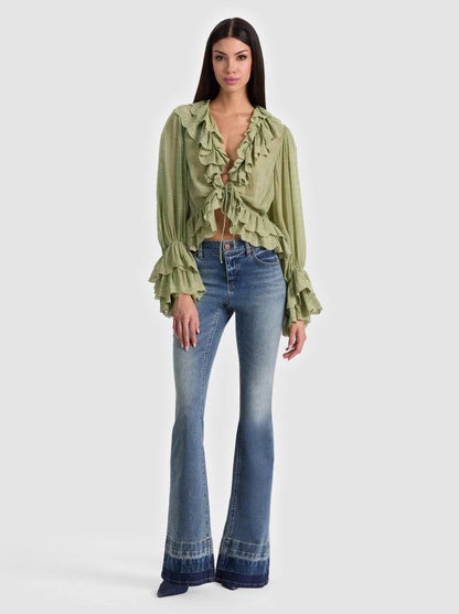 AO Roseline Bell High-Rise Flared Stretch-cotton Denim Jeans