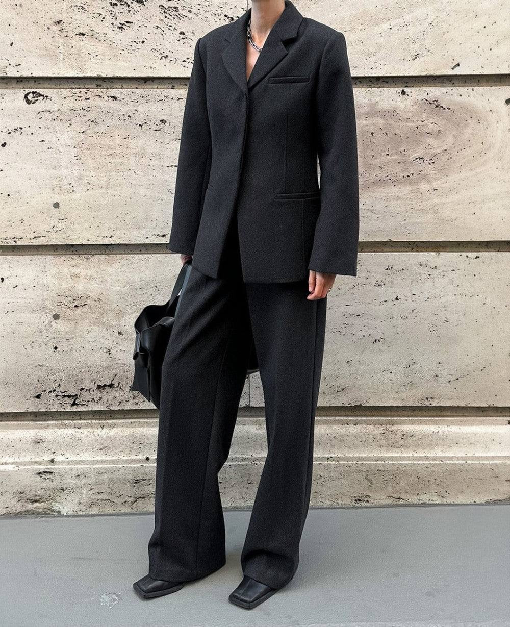 HL Ambra Wool Blazer in Dark Grey & Black