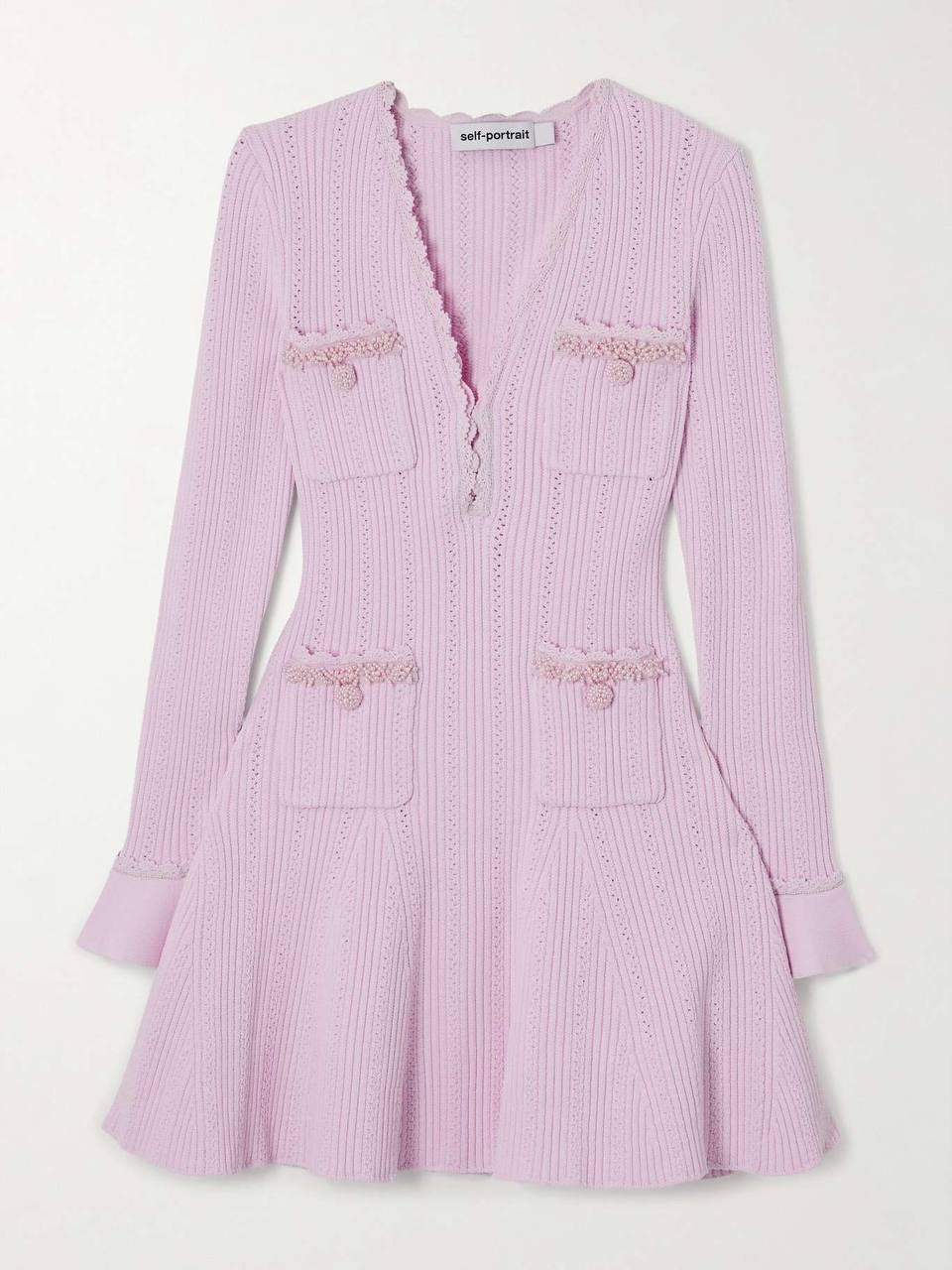 SP Pink Pearl Trim Knit Mini Dress