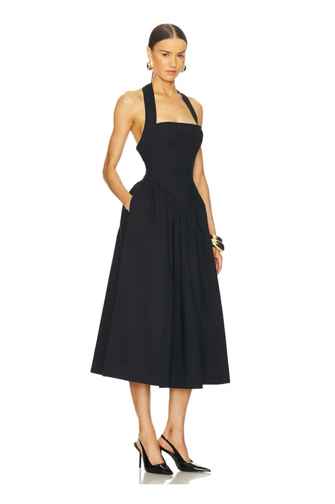 HS Faille Halter Cotton-blend Midi Dress
