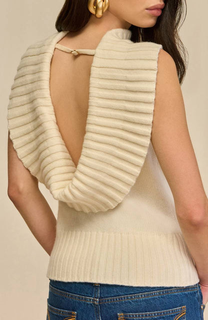 CG Chen Cowl Neck Wool-Cotton Blend Top