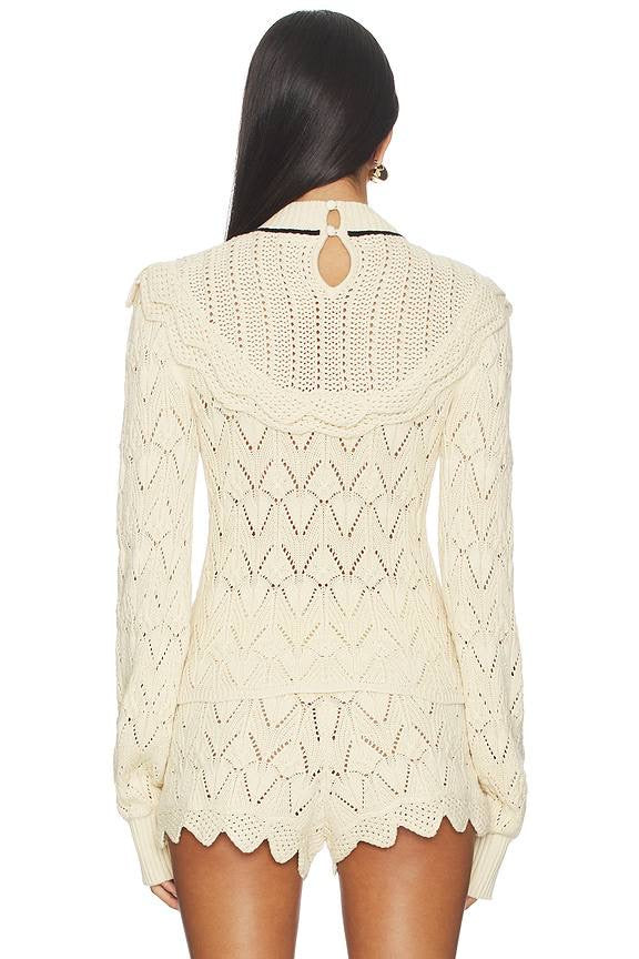 FLL Lelia Yoke Long Sleeve Top | Shorts | Cream Cotton Knit Set