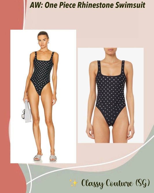 AW One Piece Rhinestone Swimsuit