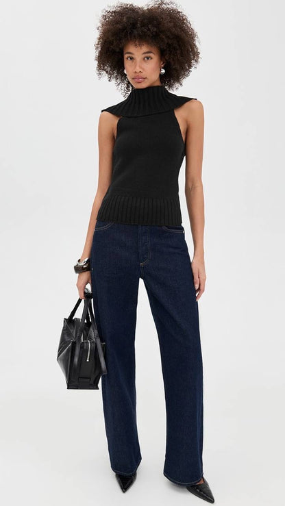 CG Chen Cowl Neck Wool-Cotton Blend Top