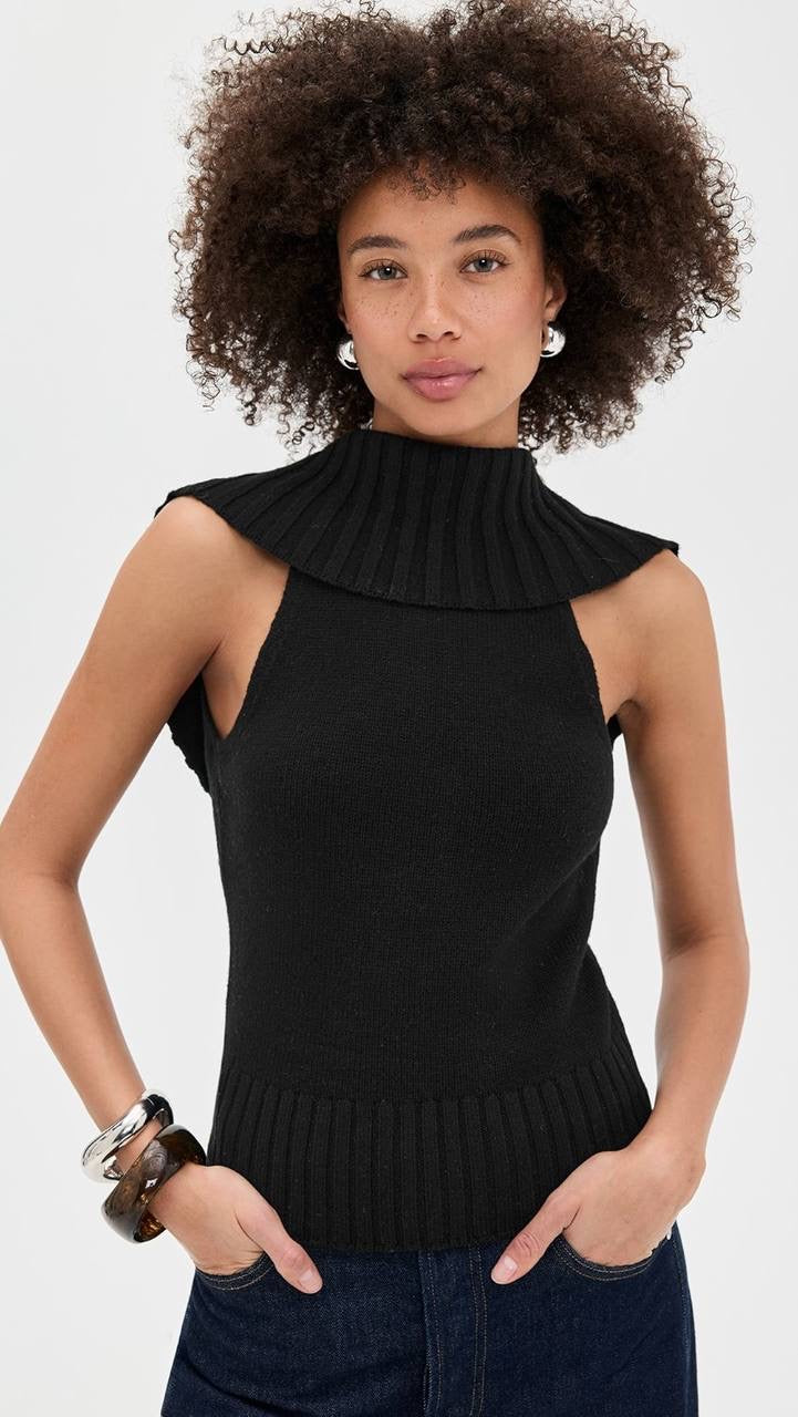 CG Chen Cowl Neck Wool-Cotton Blend Top