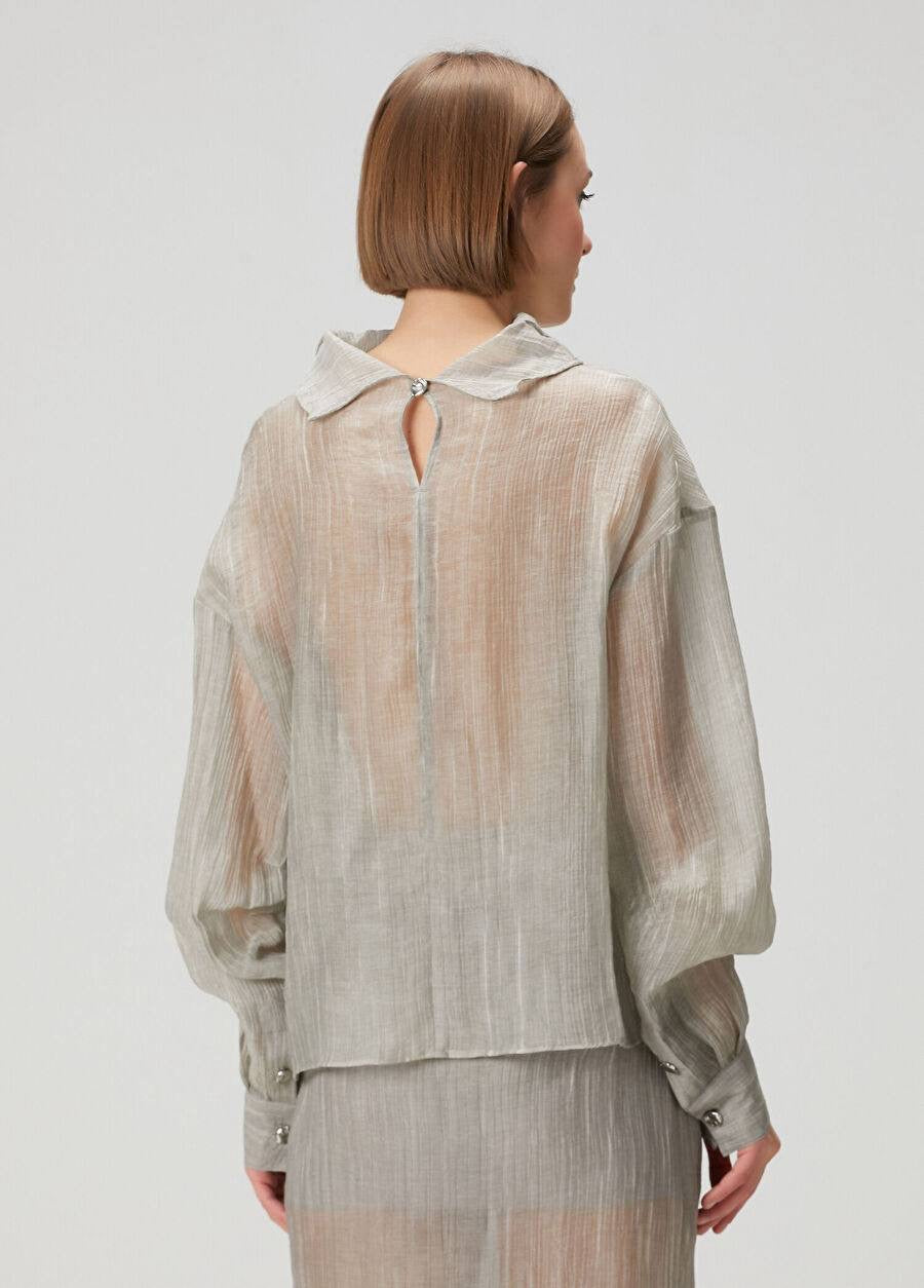 TG Delfi Sheer Grey Blouse | Skirt