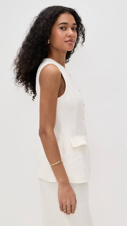 PSE Matilda Gilet Linen Vest Top | Midi Column Skirt | Set