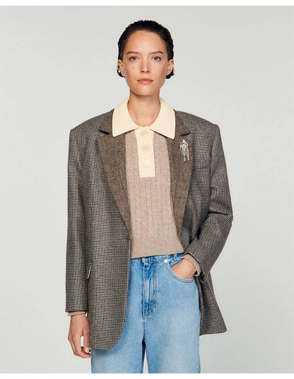 SD Reno Wool-Cashmere Contrast Collar Knit Sweater