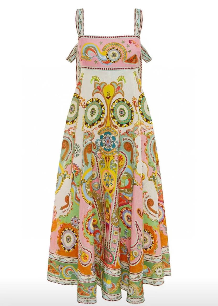 ALM Pinball Linen Midi Sundress Dress