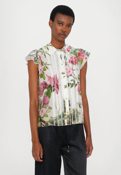 AO Minda Silk Flutter Sleeve Blouse Top