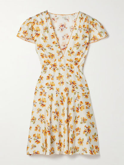 DN Dianne Silk-Viscose Mini Dress in Amber Frolicking Floral