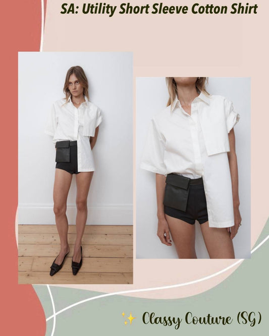 SA Utility Short Sleeve Cotton Shirt in White