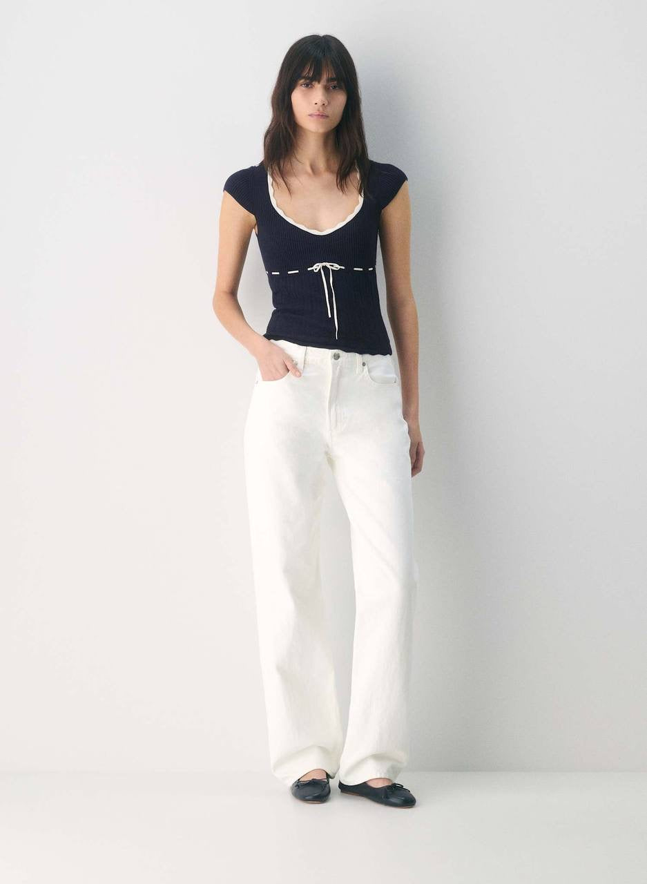 ARZ Soloist Wonder Yarn Viscose-blend Short Sleeve Sweater Top