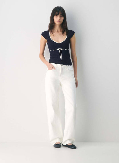 ARZ Soloist Wonder Yarn Viscose-blend Short Sleeve Sweater Top