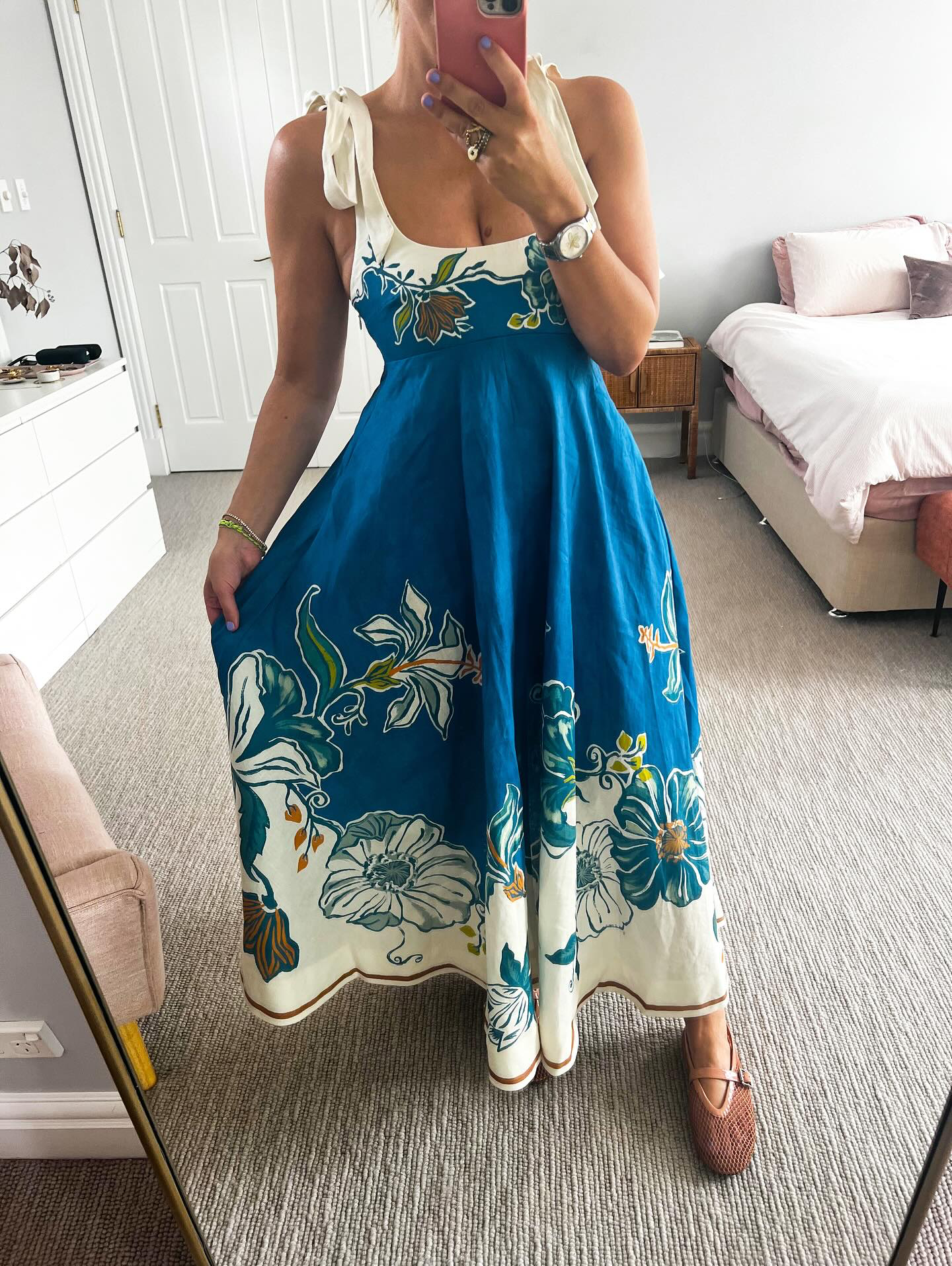 ALM Luda Ballet Linen Sundress Midi Dress