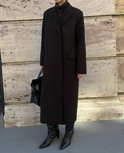 HL Raye Wool Long Coat in Black & Brown