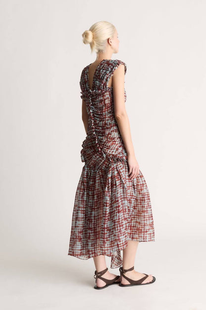 LM Lotte Ruched Drop Waist Midi Dress