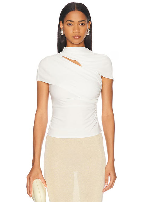 SP Cream Jersey Gathered Top