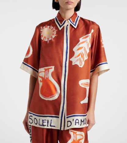 ALM Soleil D'Amour Printed Silk-Twill Shirt | Pant | Skirt | Set