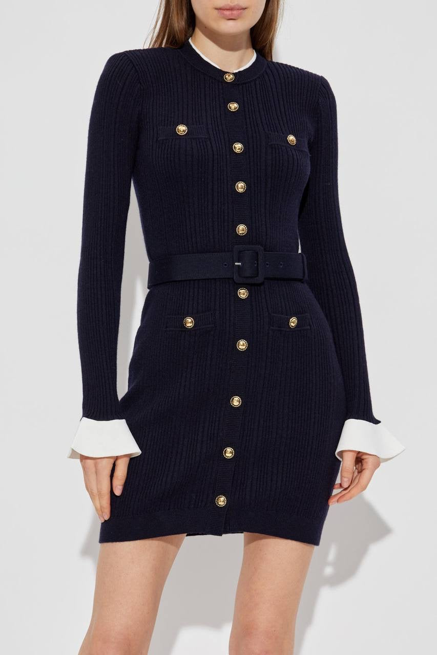 SP Navy Viscose Knit Mini | Midi Dress