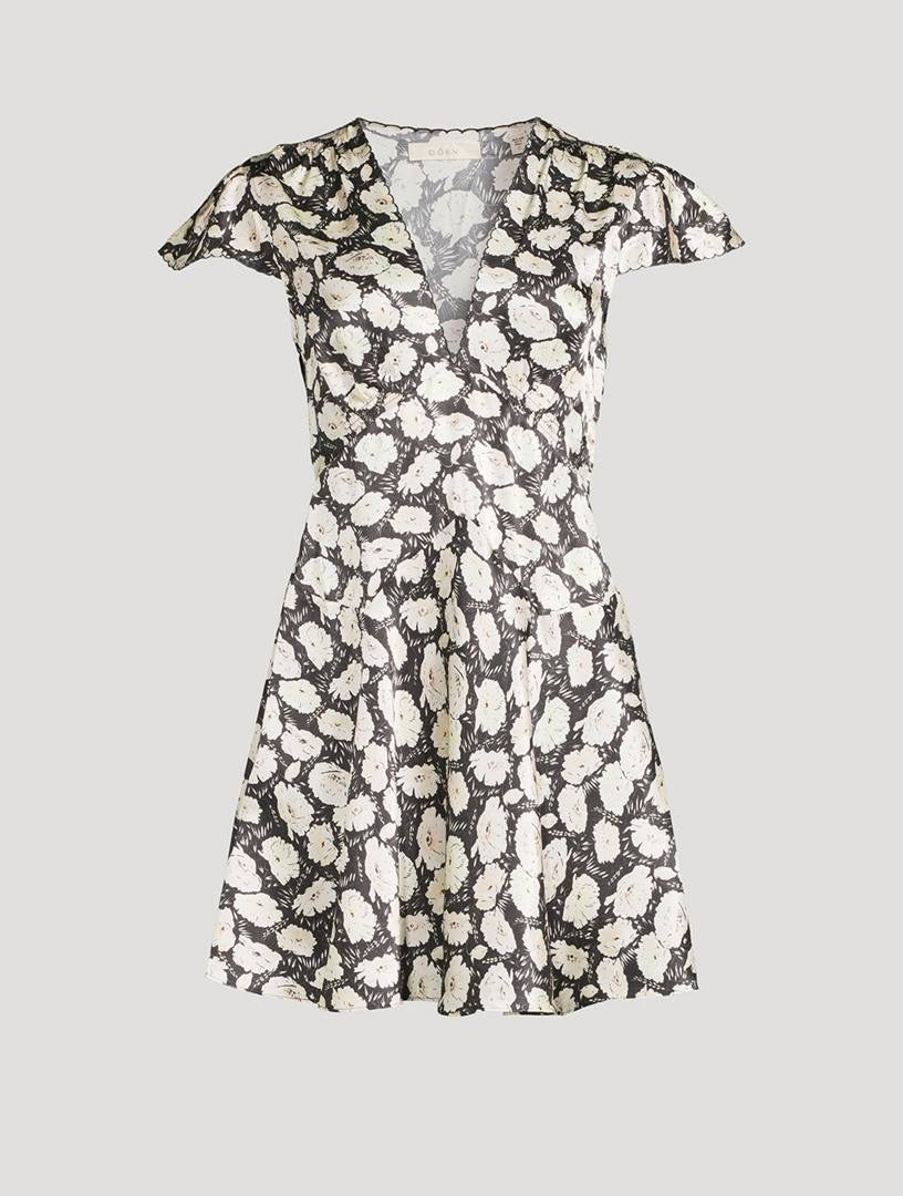 3 Colors! DN Dianne Silk-satin V-Neck Mini Dress