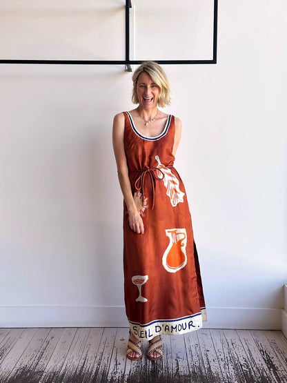ALM Soleil D'amour Sleeveless Silk Midi Dress