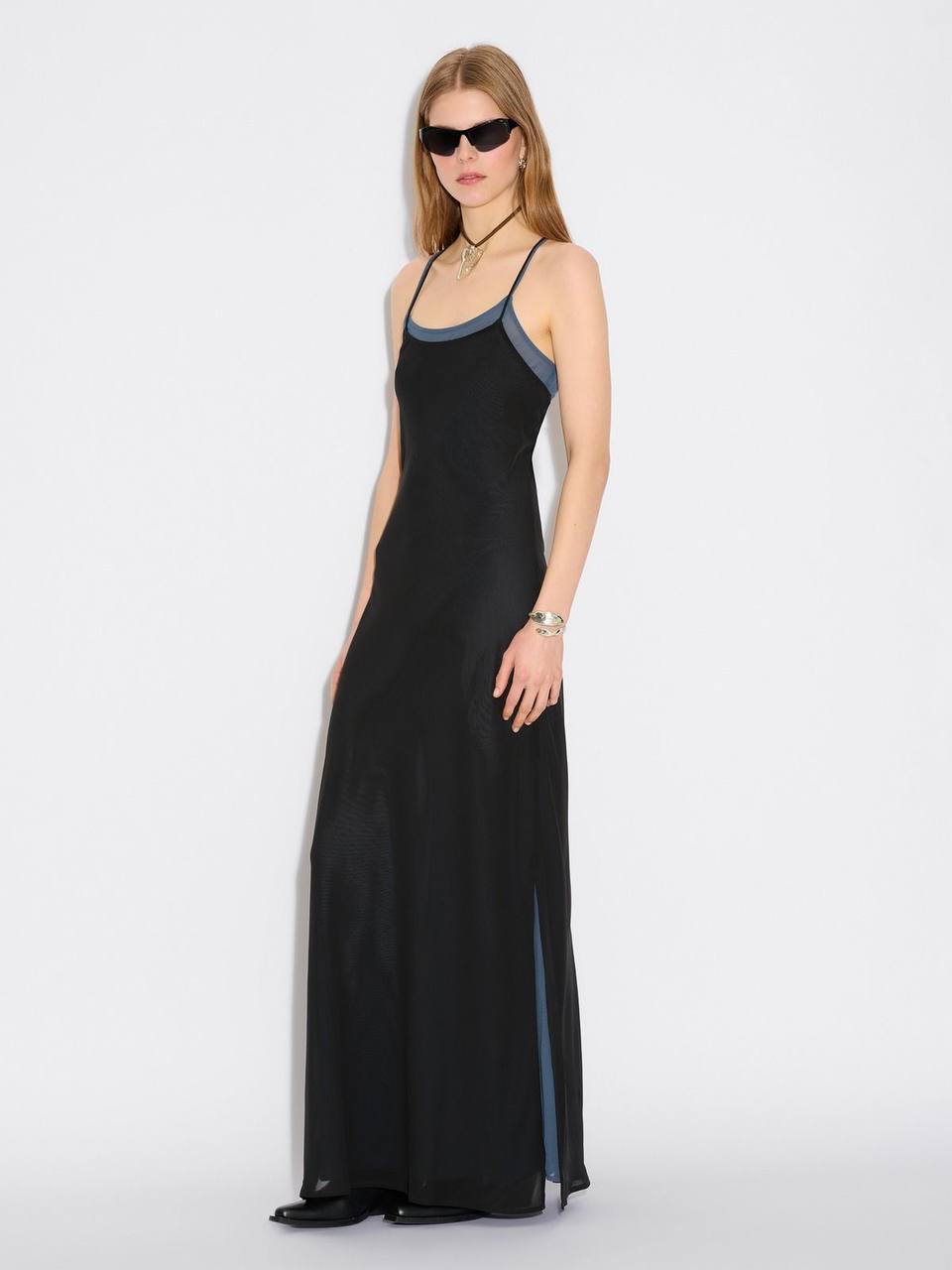 HZ Black Leika Double Slip Midi Dress