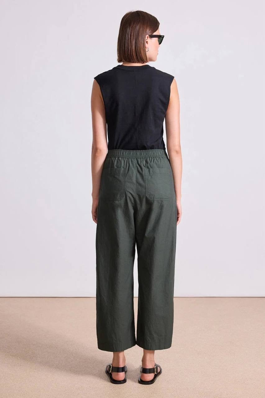 AA Spa Pleat Cotton Smock-waist Jogger Pants