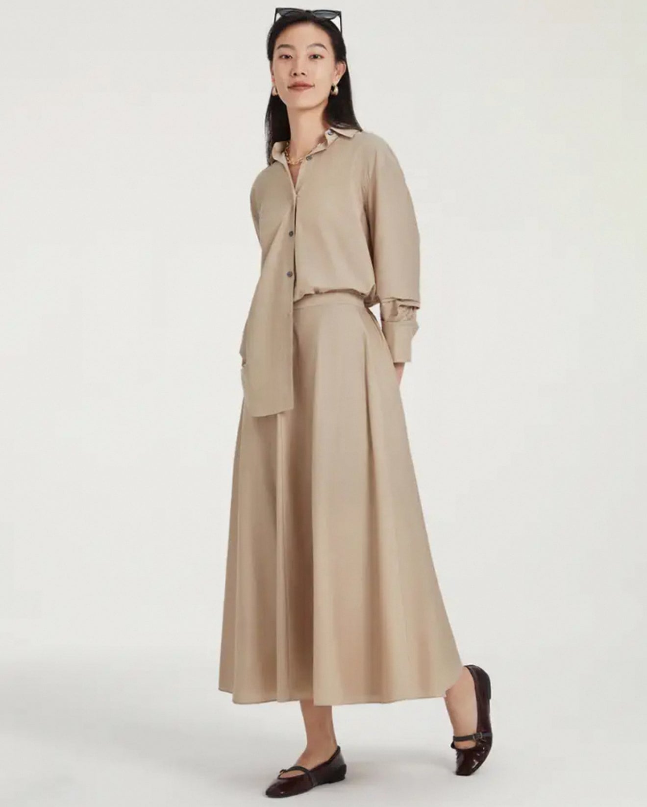 TH Midi Circle Skirt in Cotton-Blend