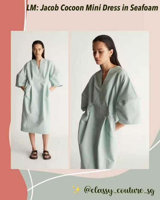 LM Jacob Cocoon Cotton-Blend Midi Dress in Seafoam