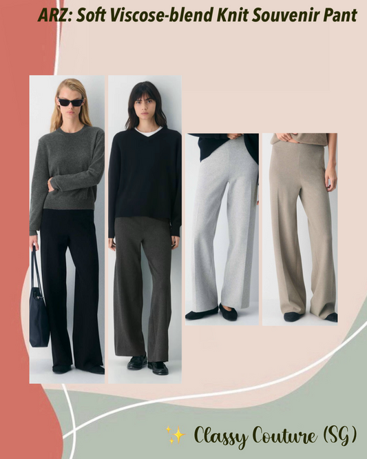 4 Colors! ARZ Soft Viscose-blend Knit Souvenir Pant