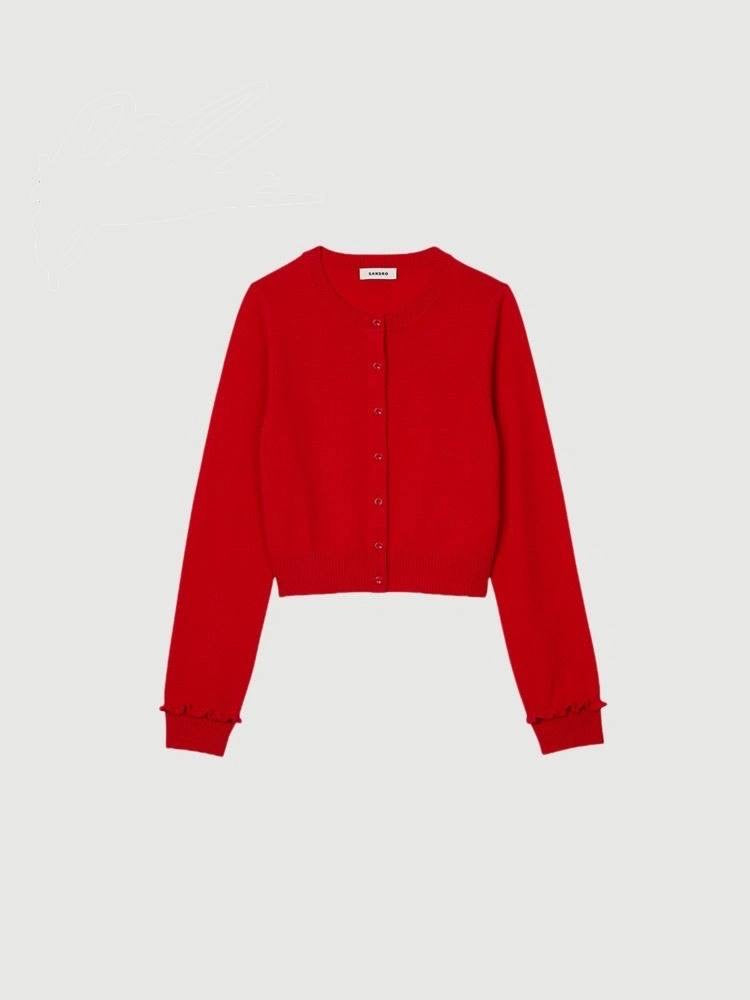 SD Emie Red Ruffled Tank Top | Emile Cardigan | Wool-Cashmere Set
