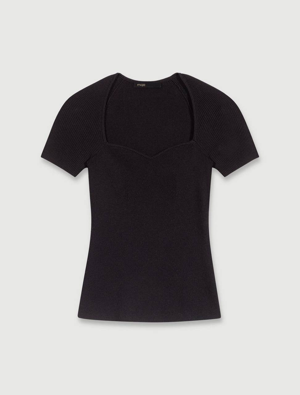 MJ Moka Rib Knit Sweetheart Shirt Top