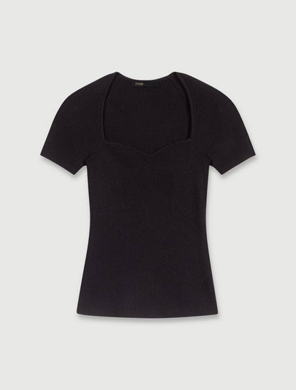 MJ Moka Rib Knit Sweetheart Shirt Top