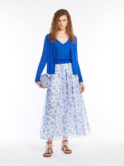 MM Cornflower Silk Midi Skirt