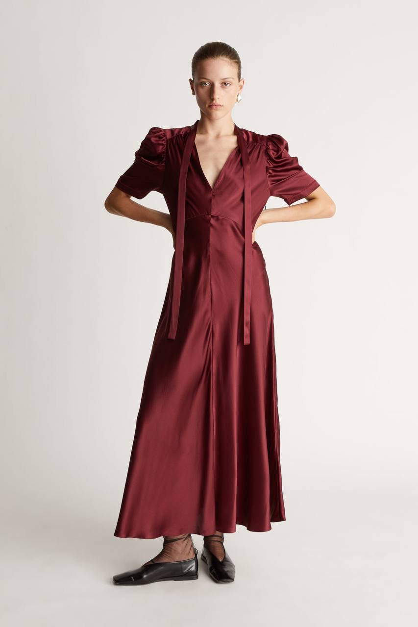 LM Stella Silk Satin Tie Midi Dress