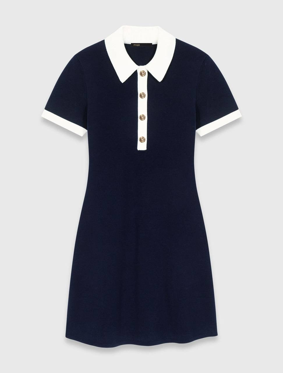 MJ Contrast Trim Polo Cotton-blend Mini Dress