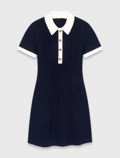 MJ Contrast Trim Polo Cotton-blend Mini Dress