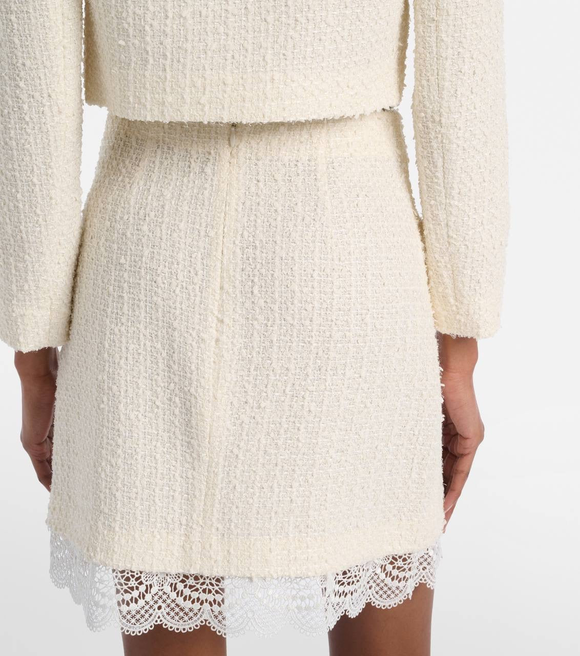 Cream Boucle Lace Collar Jacket | Mini Skirt